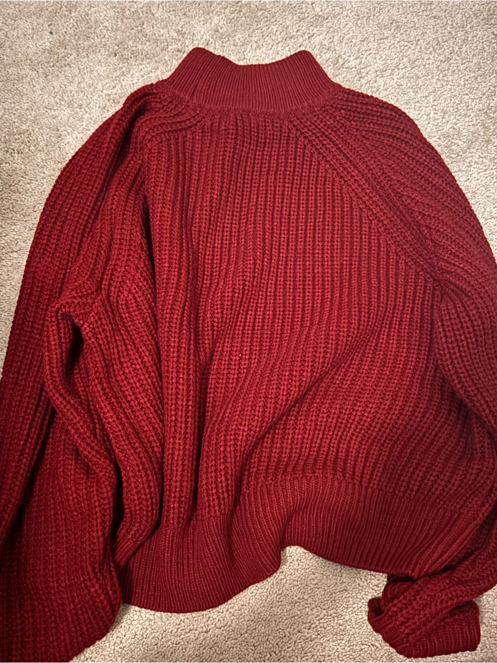 Cozy Ribbed Knit Sweater - Deep Wine Red